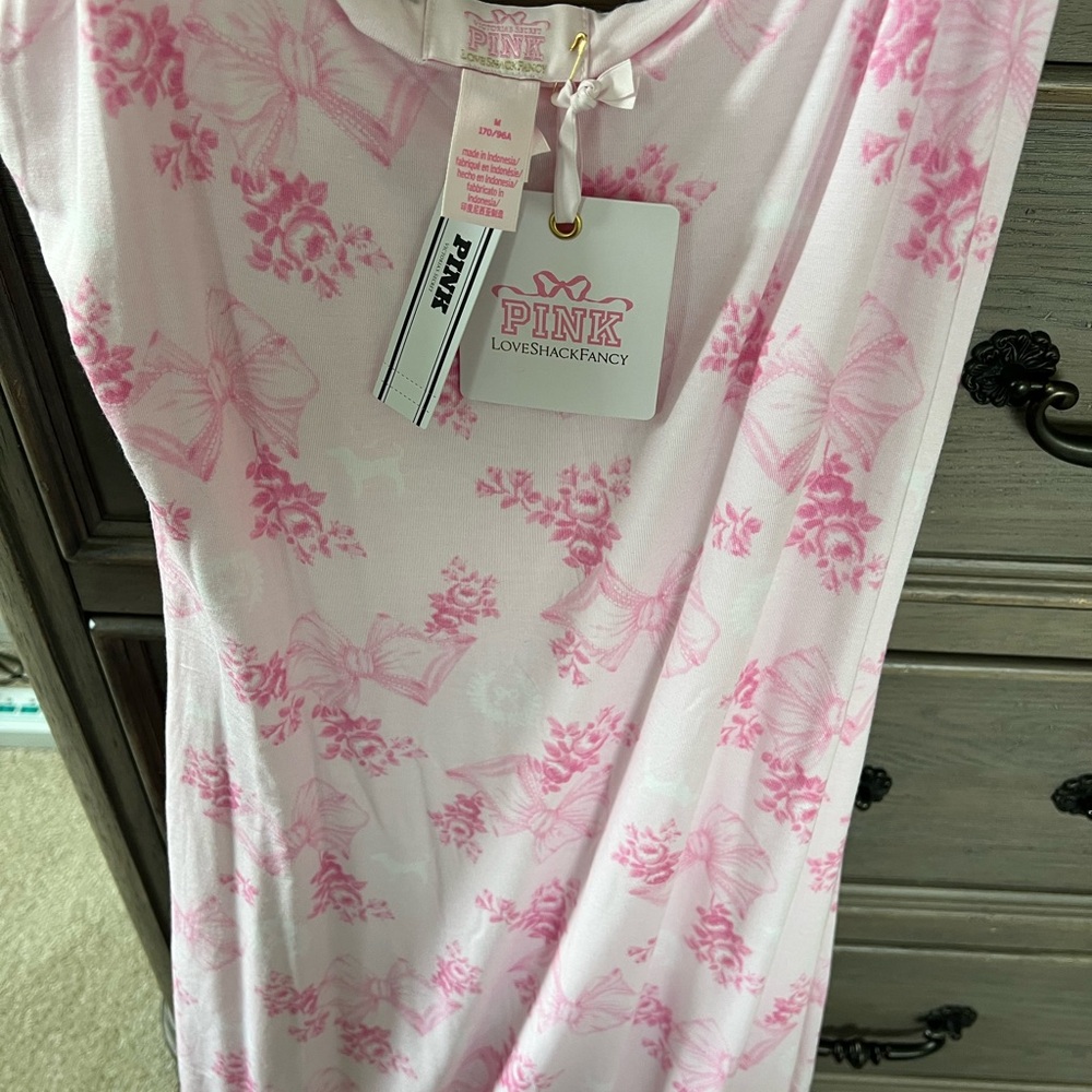NEW LoveShackFancy Pink Floral Midi Dress Size M - Picture 2 of 7